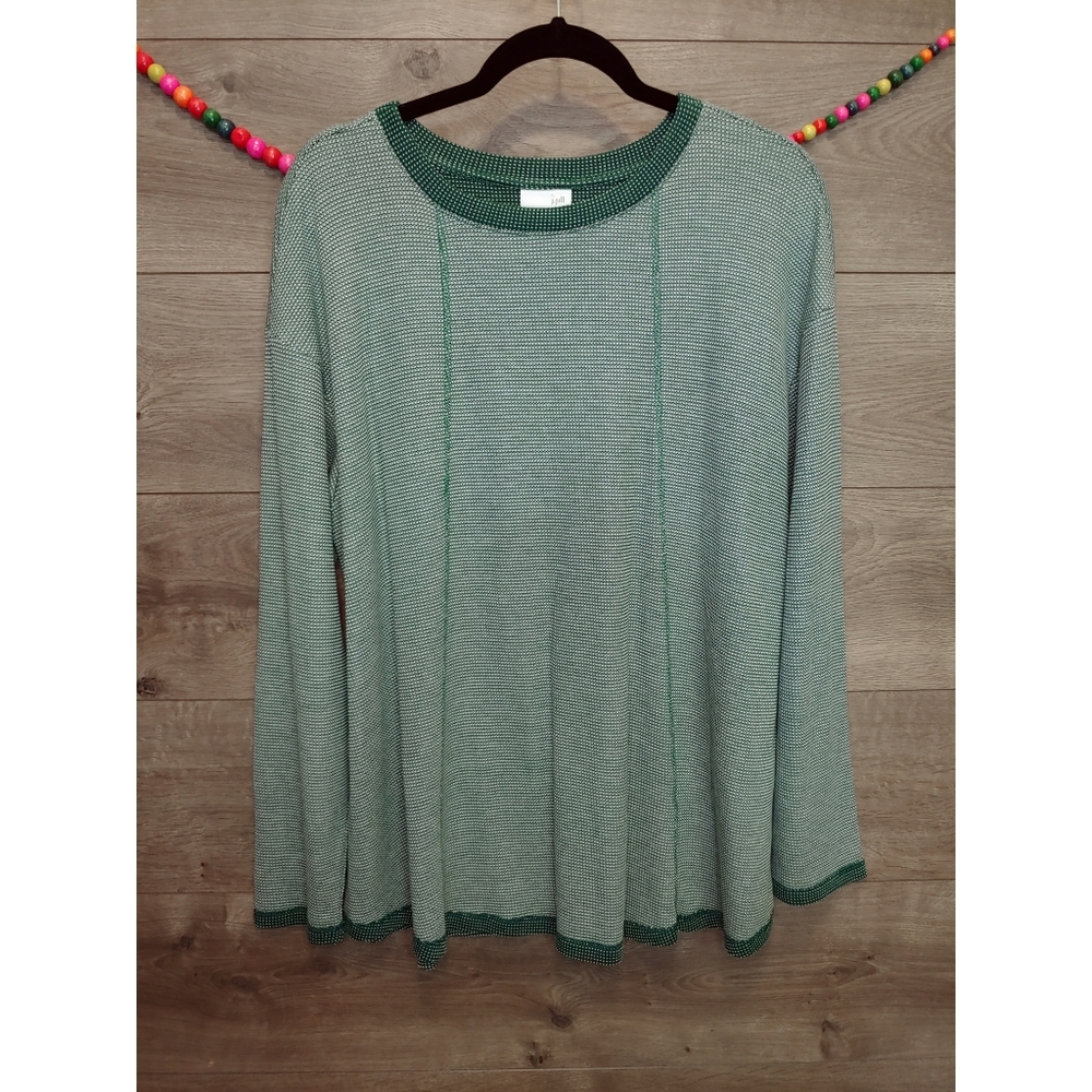 J. Jill Green Thermal Knit Sweater